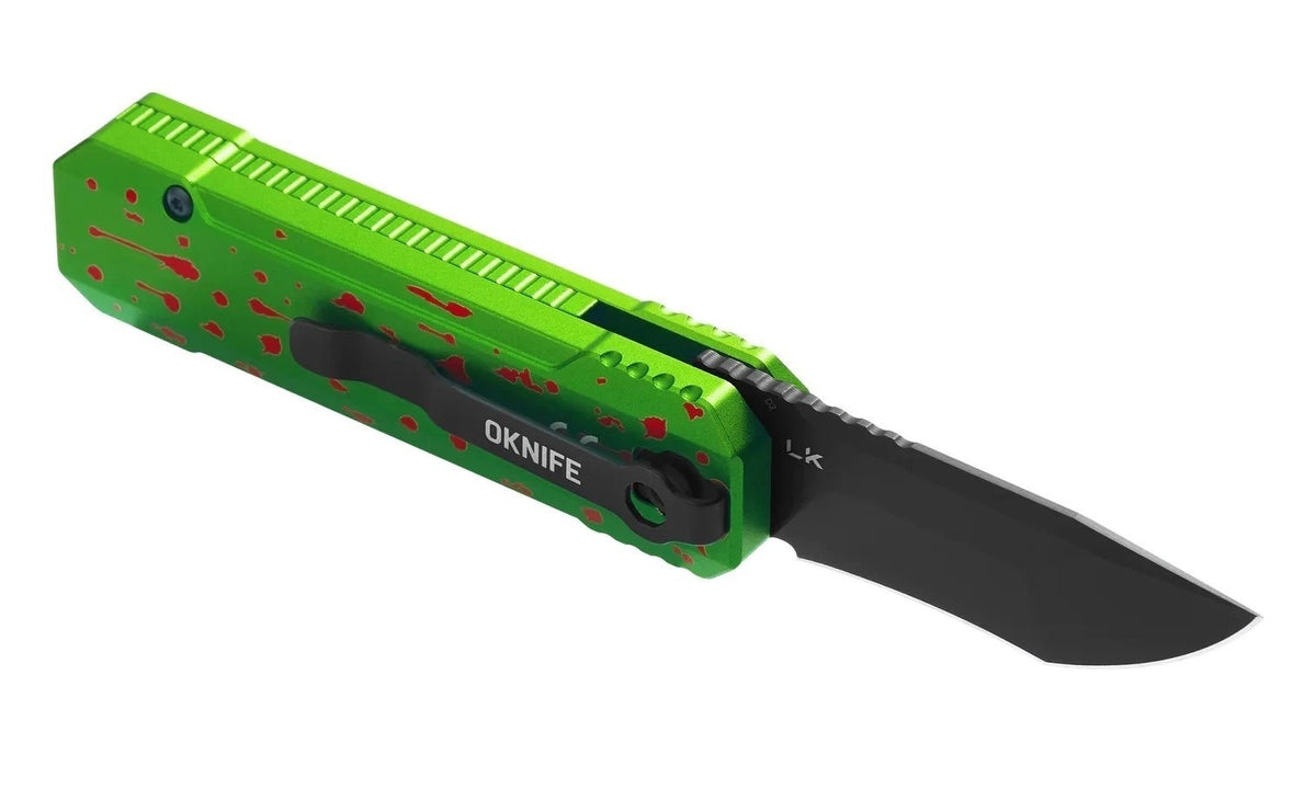 Rechargeable Tactical Folding Knife with RGB Light and Flashlight - Zombie Green