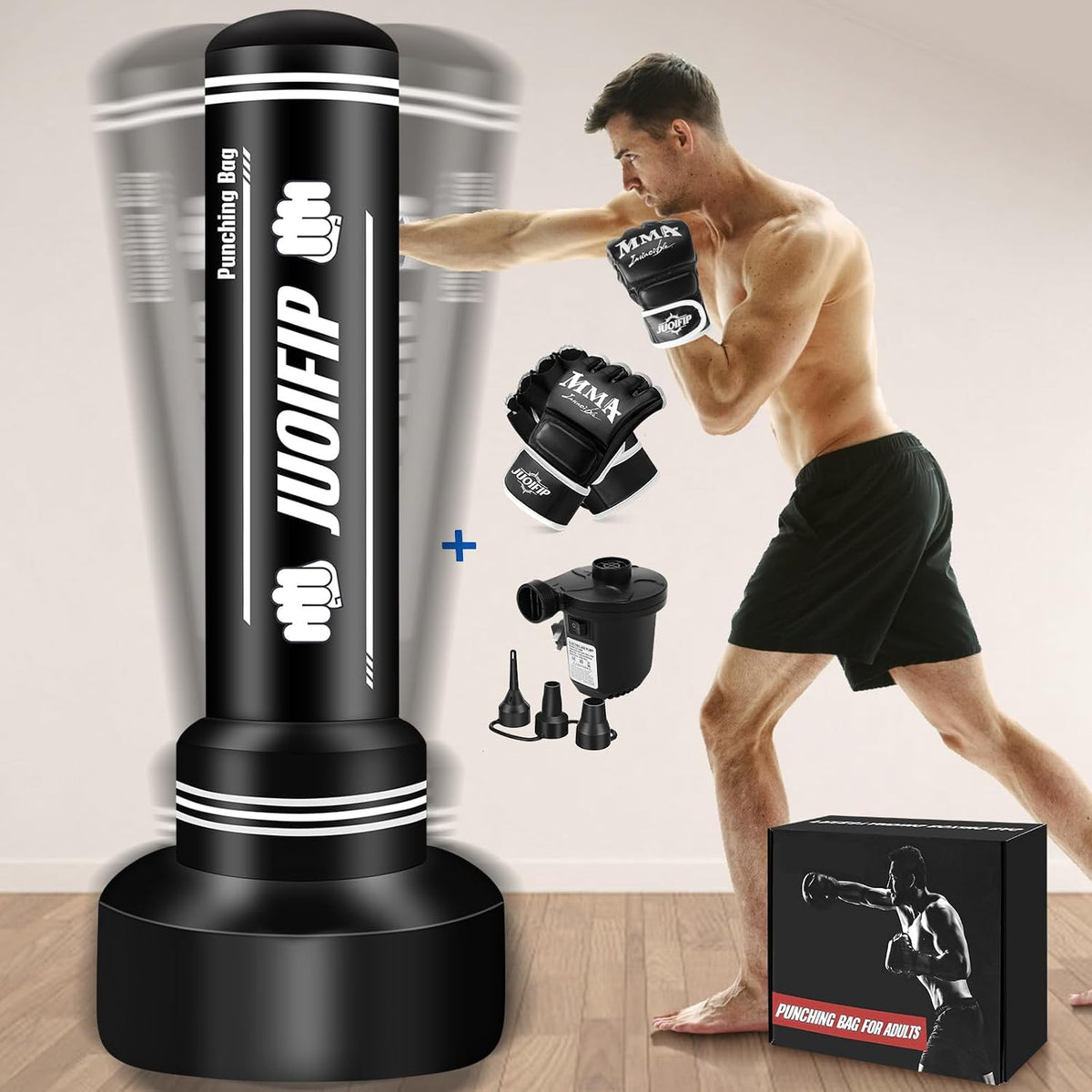 Freestanding Heavy Punching Bag Set with Gloves and Pump for Boxing & MMA