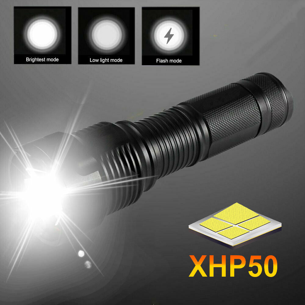 High Power Adjustable Focus LED Flashlight Torch 26650 3 Modes Waterproof