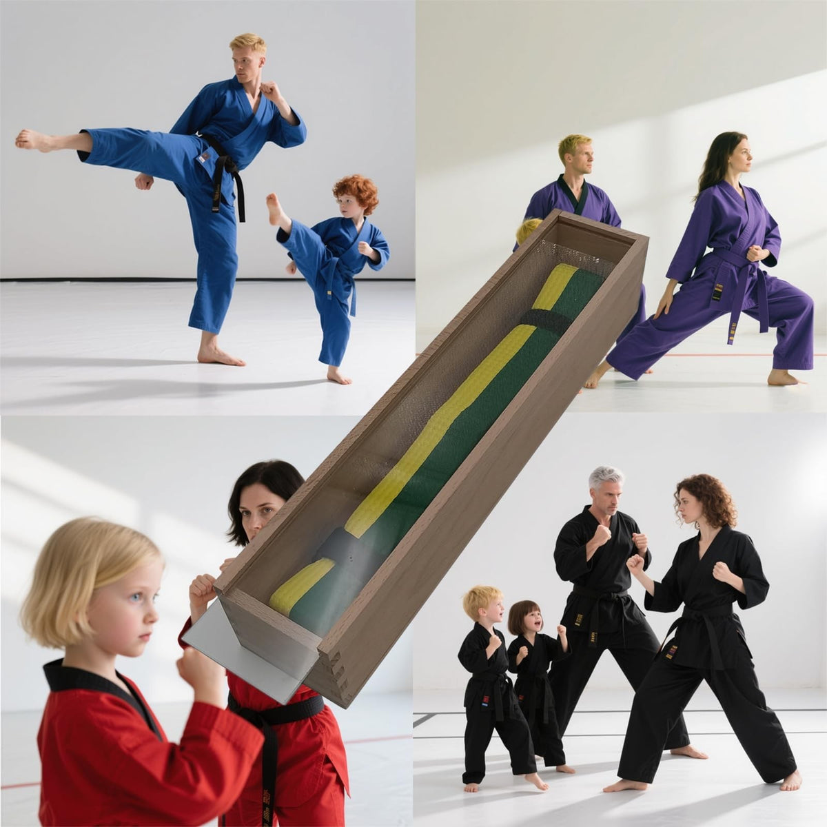 Beechwood Martial Arts Belt Display Case with Acrylic Sliding Panel