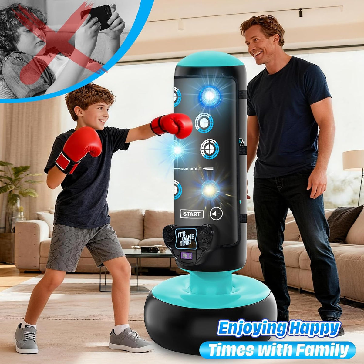 Kids Inflatable Punching Bag with Boxing Gloves - 66 Inch Boxing Toy