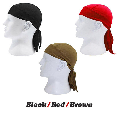3 Pack Skull Cap Motorcycle Head Wrap Tie Durag Cycling Hat Quick-Drying