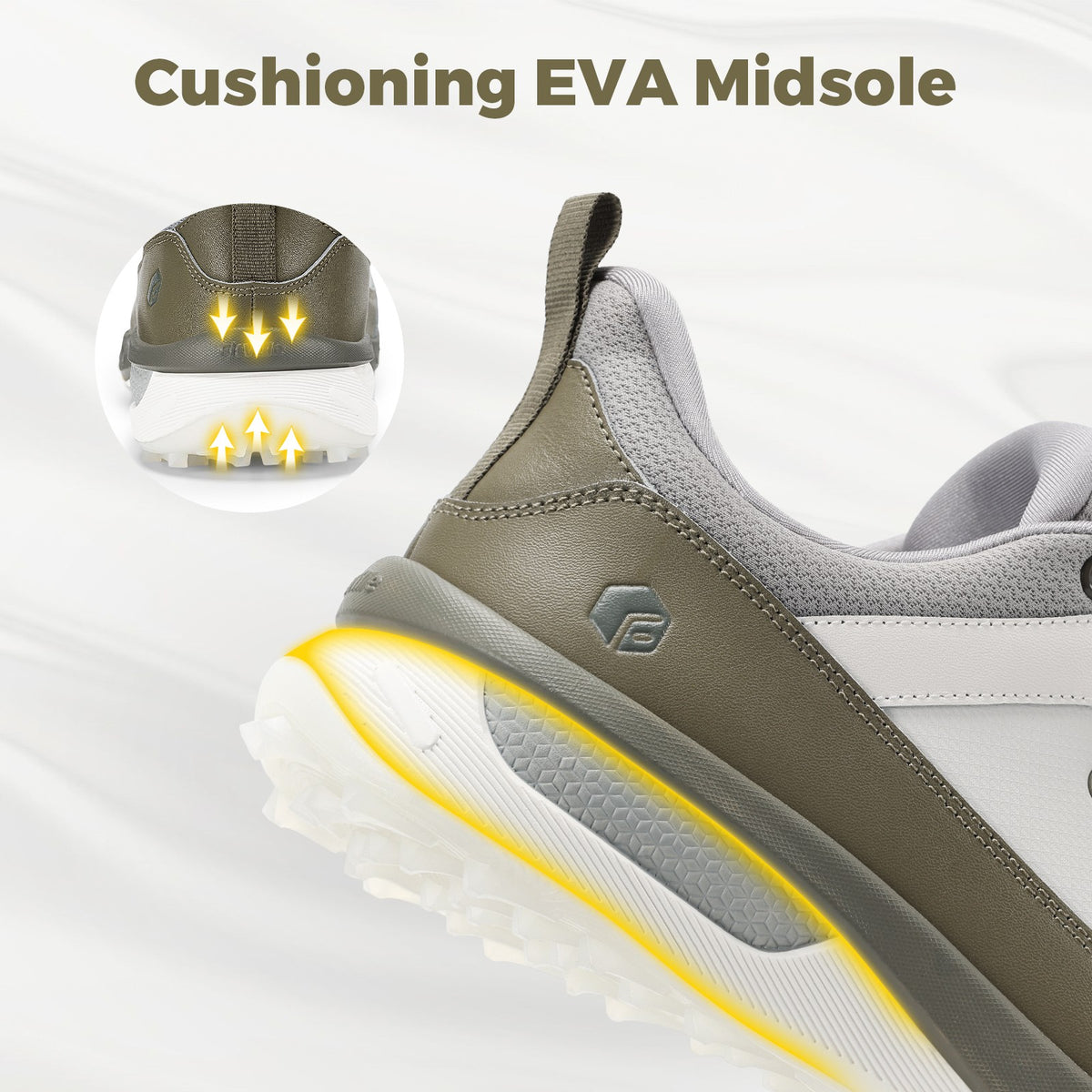 Men's Spikeless Golf Shoes Wide Fit Arch Support Waterproof Breathable Easy-On