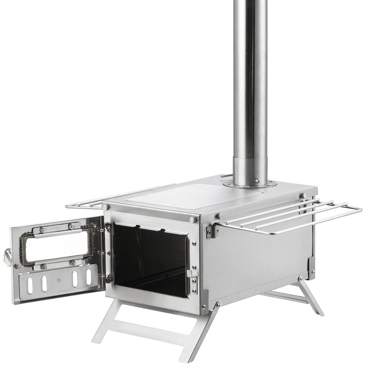 Portable Wood Stove for Camping and Outdoor Cooking with BBQ Plate