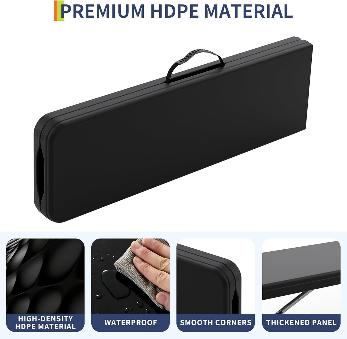 6ft Plastic Folding Bench Pack of 2 Waterproof Portable Seating for Indoor & Outdoor