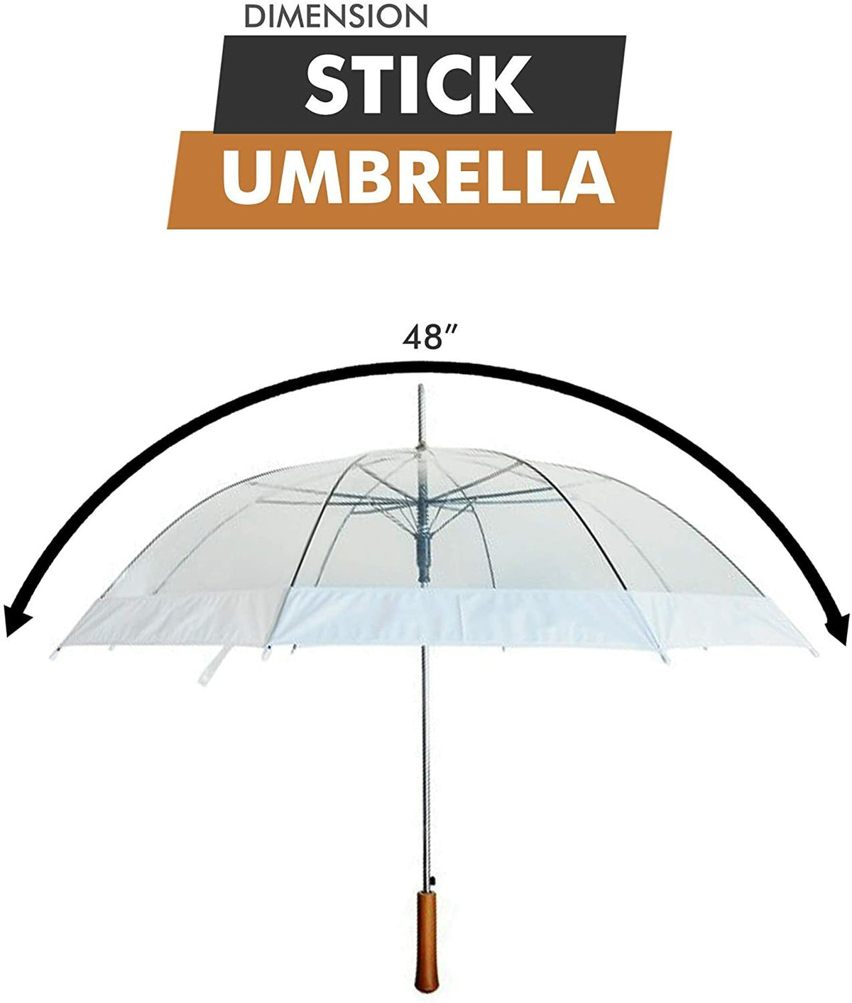 Clear 48-Inch Rip-Resistant Rain Umbrella with Auto Open & Water-Repellent Material