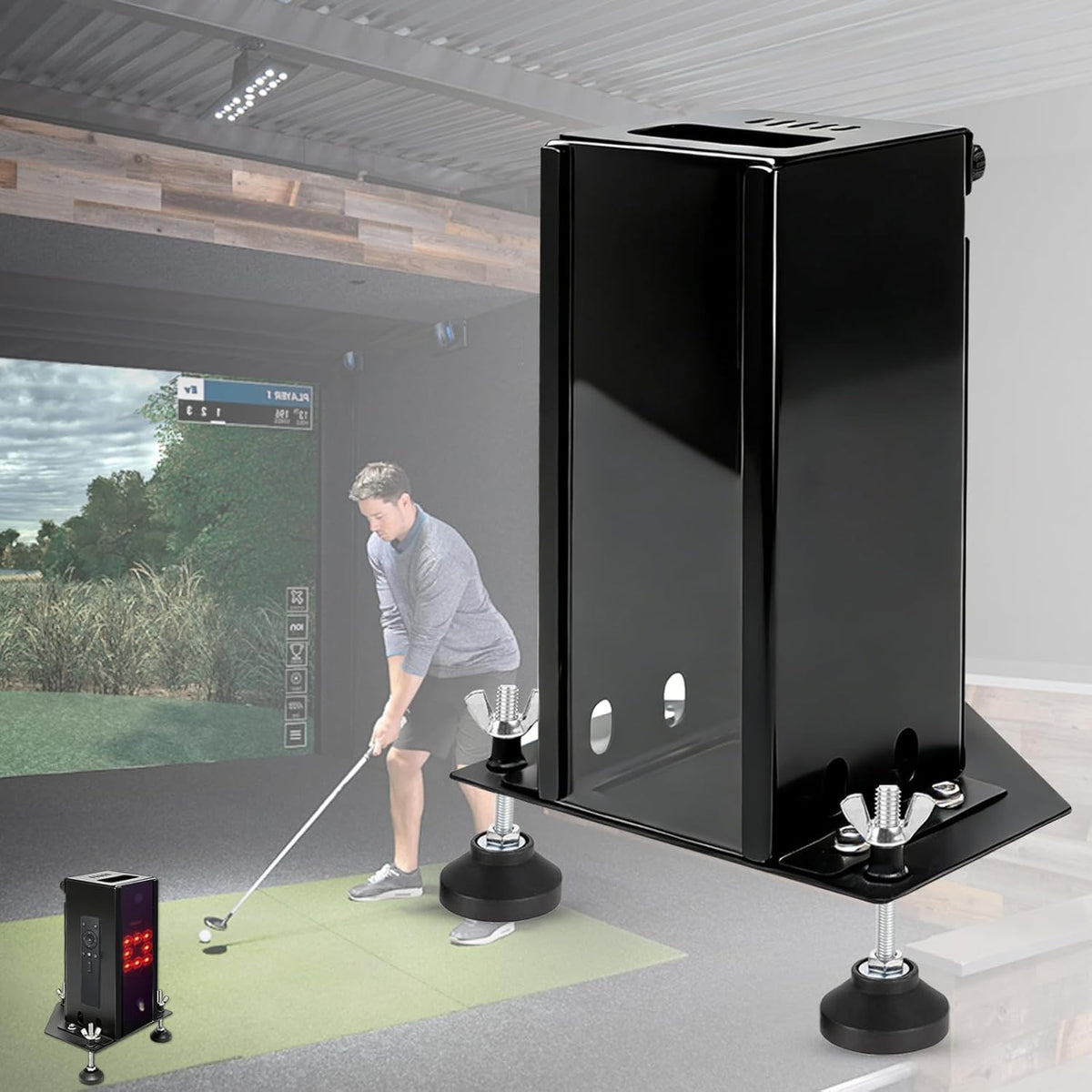 Metal Protective Shield for Square Golf Launch Monitor - Impact-Resistant Cover