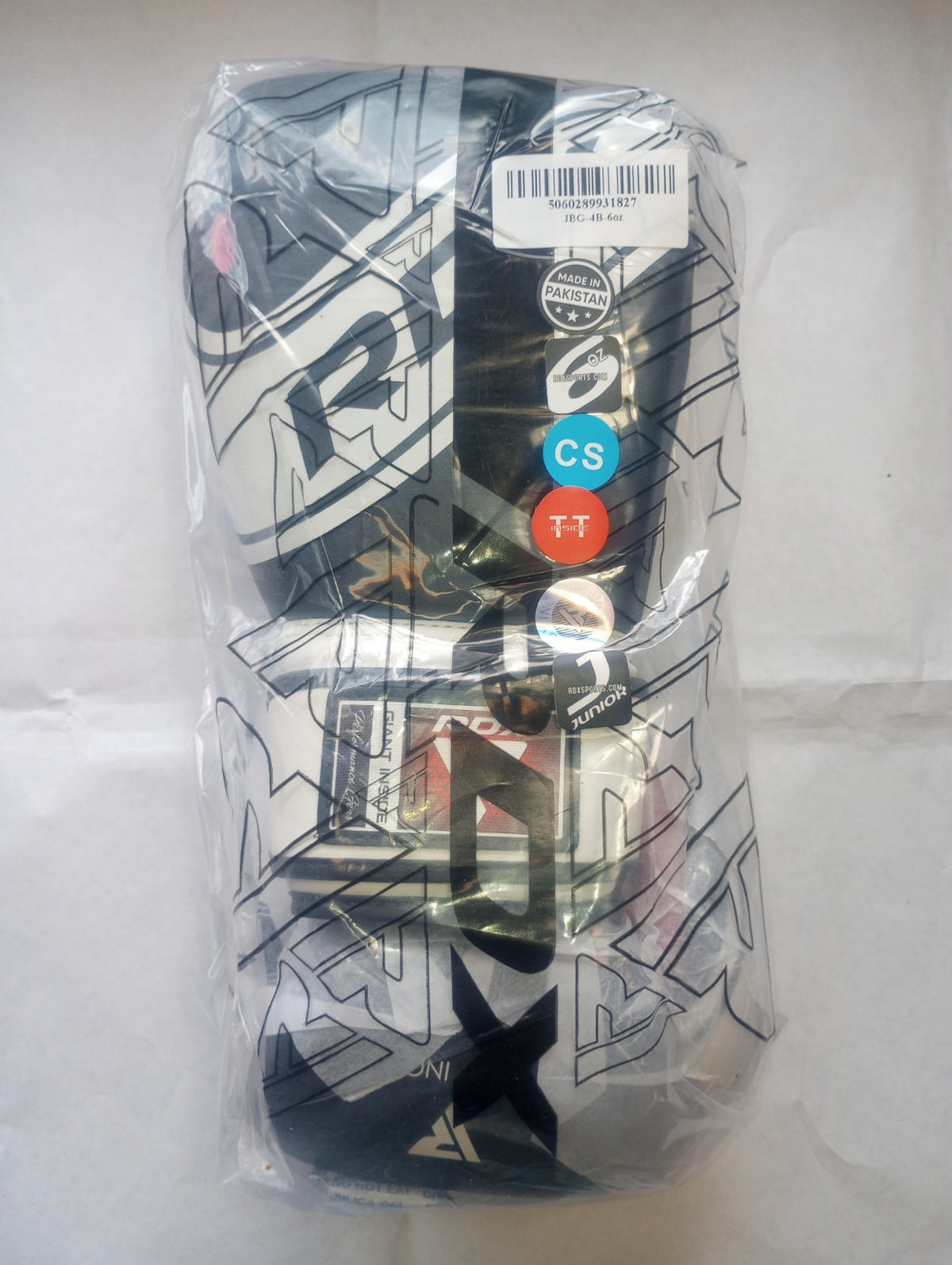 Youth Boxing Gloves 6oz Black and White MMA Fight Gear - RDX JBG-4B