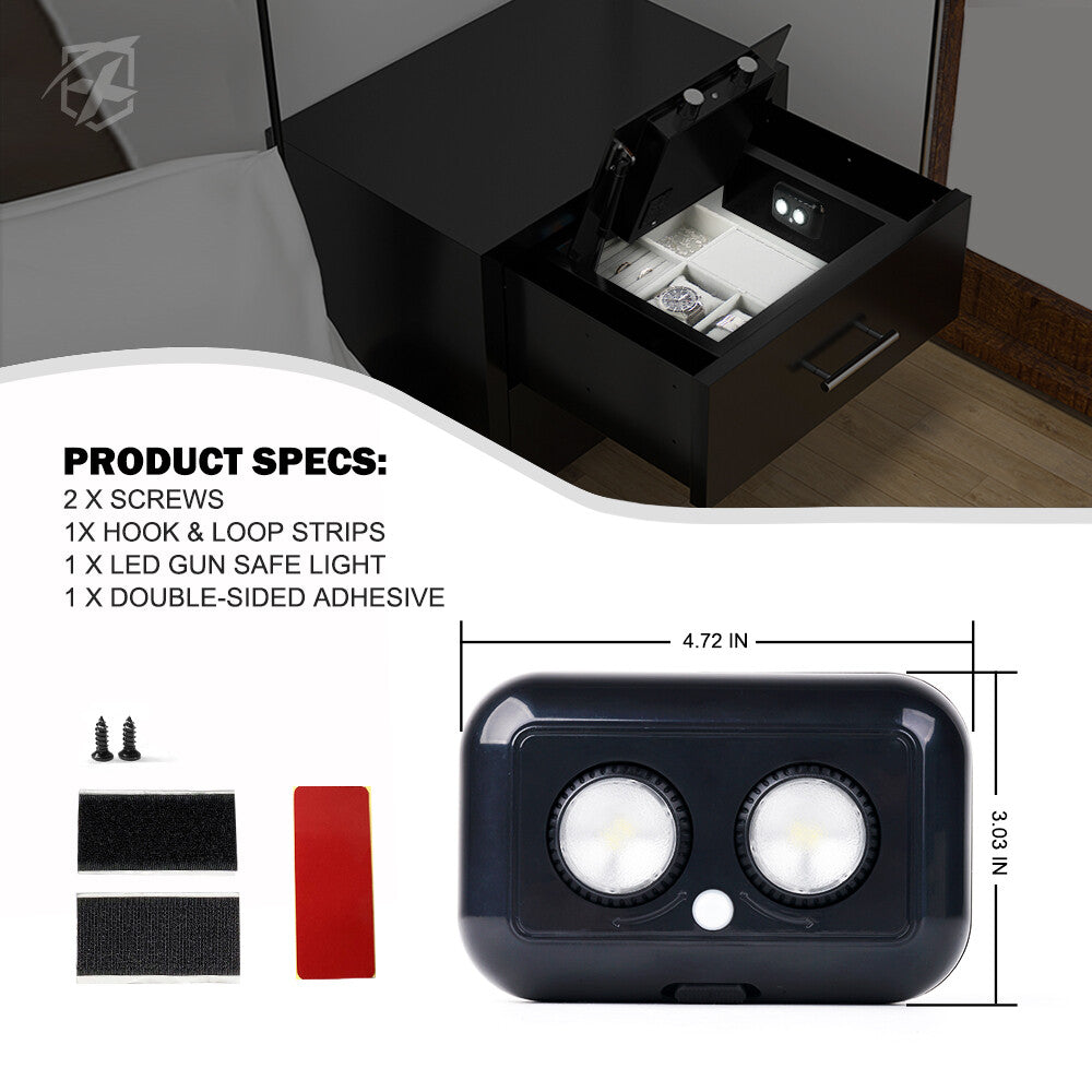 LED Gun Safe Light Pods with PIR Motion Sensor, Rotatable Lens, Battery Powered