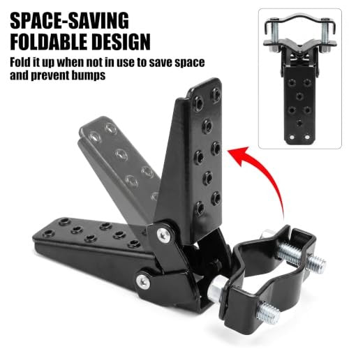 Heavy Duty Steel Motorcycle Foot Pegs - Folding Passenger Support, Rustproof