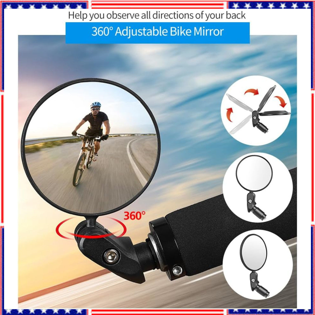 Adjustable Bicycle Rearview Mirror Set - Handlebar Bike Mirrors 2 Pack