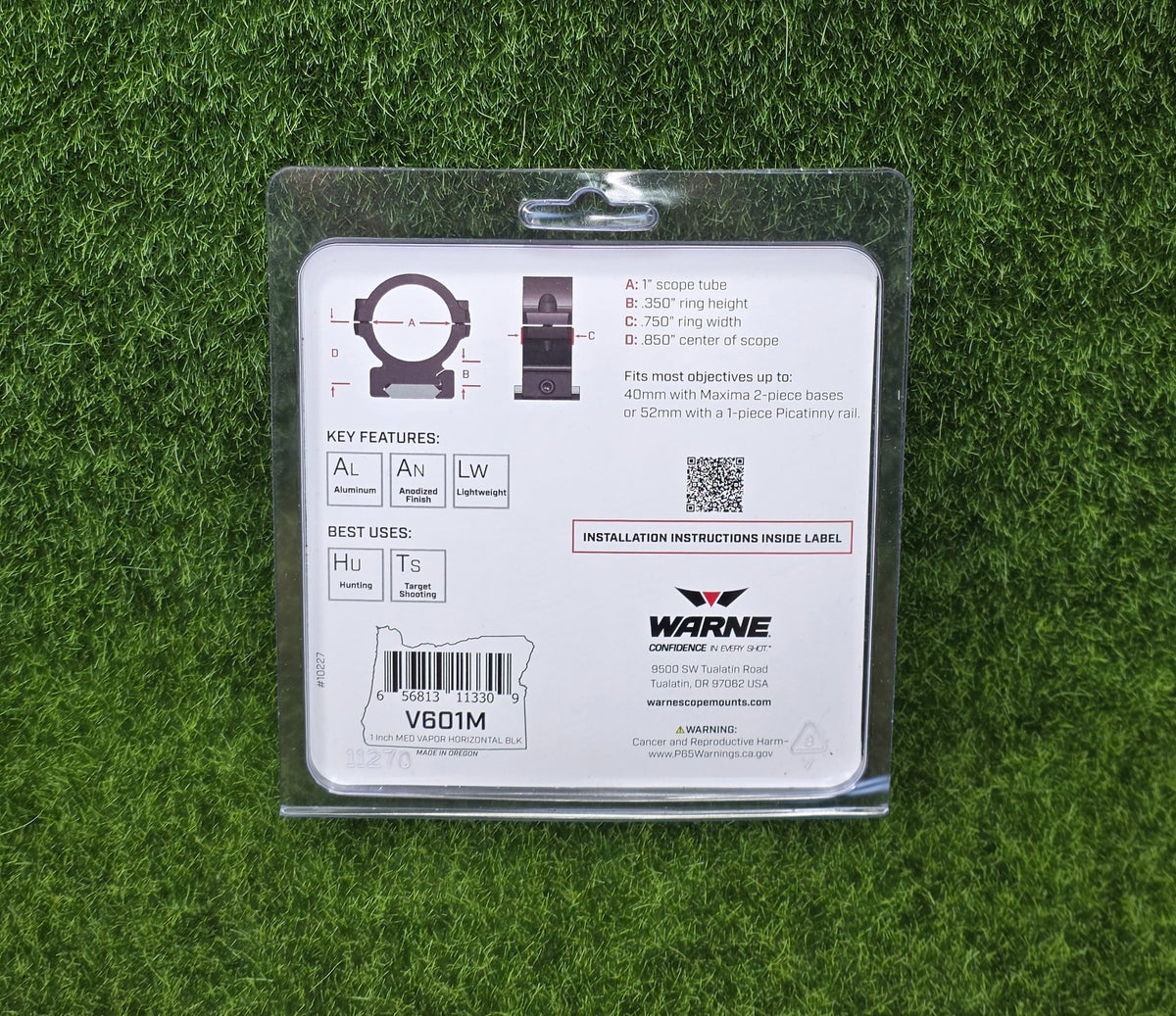 1-Inch Medium Scope Ring Mounts - Matte Black, 0 MOA, Aluminum, USA Made