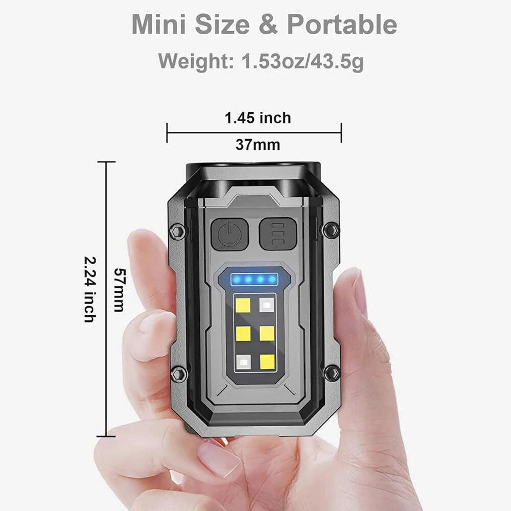 2PCS Rechargeable Mini LED Keychain Flashlight with COB Portable Light