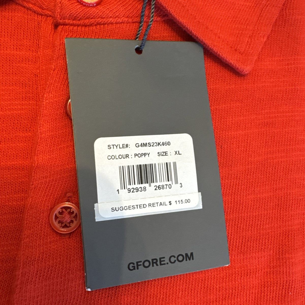 Men's XL Poppy Red Golf Polo Shirt - Breathable Cotton, Classic Fit