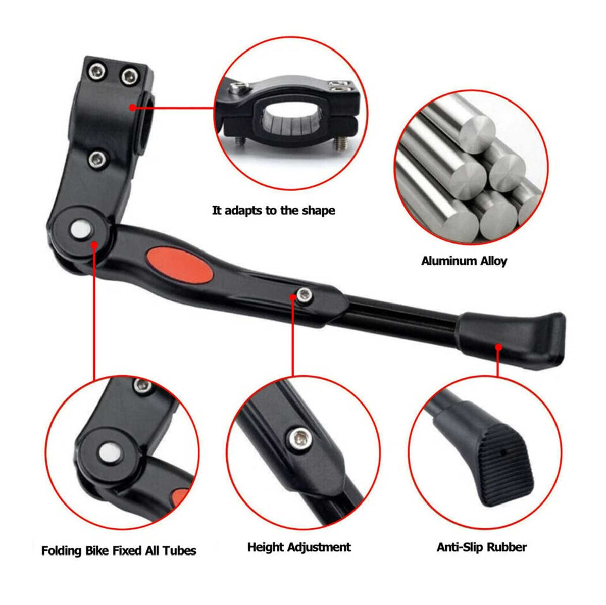 Universal Bike Kick Stand for 24-27 Inch Mountain and Road Bicycles - Aluminum Alloy