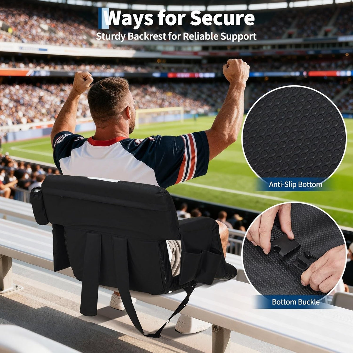Portable Stadium Seats with Back Support and Padded Cushion 2 Pack
