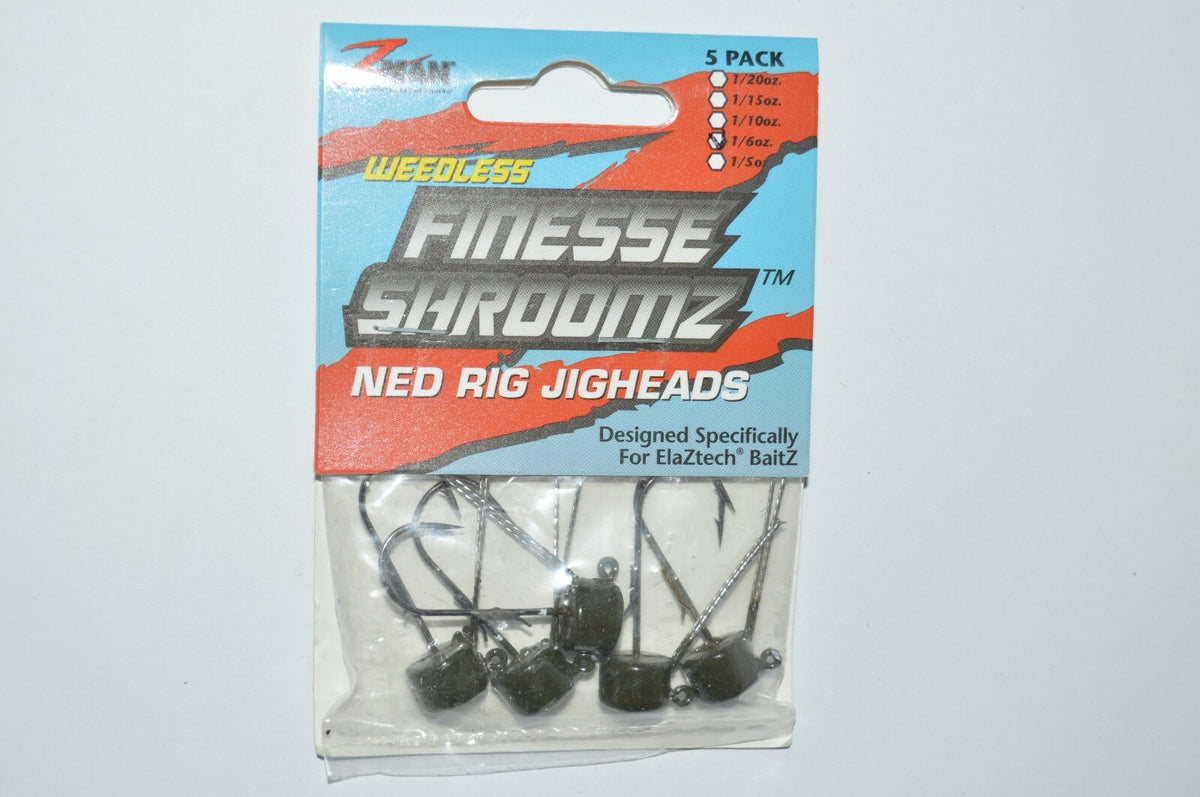 3 Pack Finesse Shroomz Ned Rig Jigheads 1/6oz Weedless Green Pumpkin