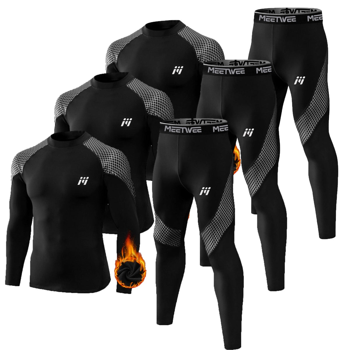 Men's Thermal Underwear Set Fleece Long Johns Base Layer Winter Warmth