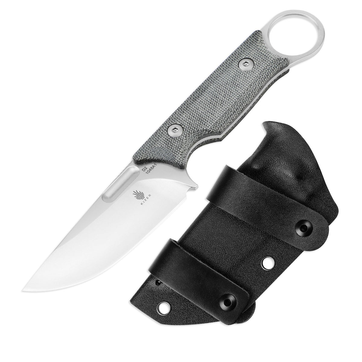 Fixed Blade Hunting Knife with D2 Steel Blade and Micarta Handle - 8.11 Inch
