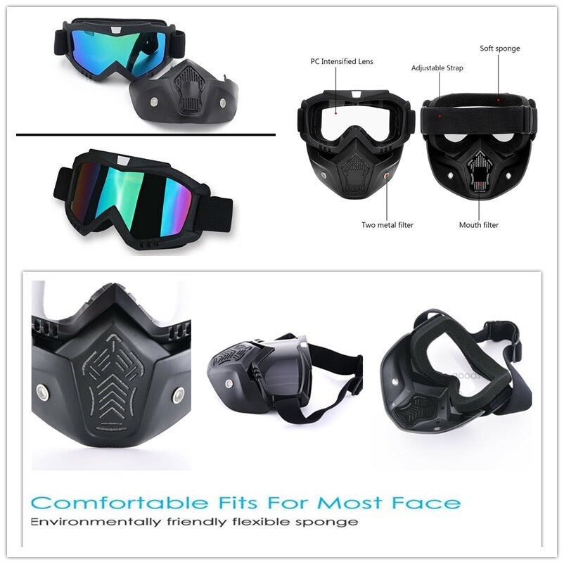 Protective Safety Goggles with Detachable Face Mask Anti-Scratch Work Glasses