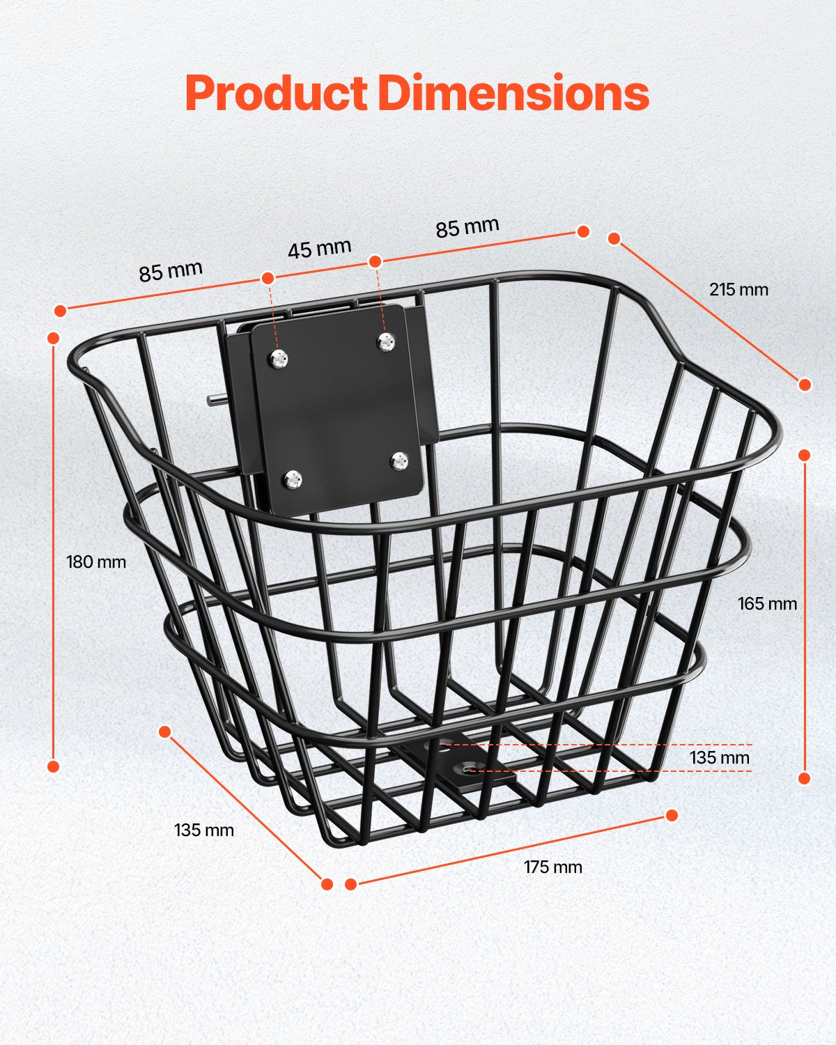 Front Bike Basket for Electric Scooters - Durable Metal Storage with Fixation