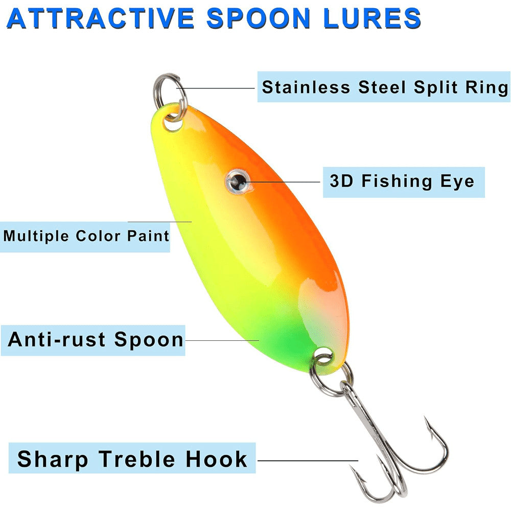 30pcs Metal Fishing Spoon Lures Cast Baits for Trout & Trolling