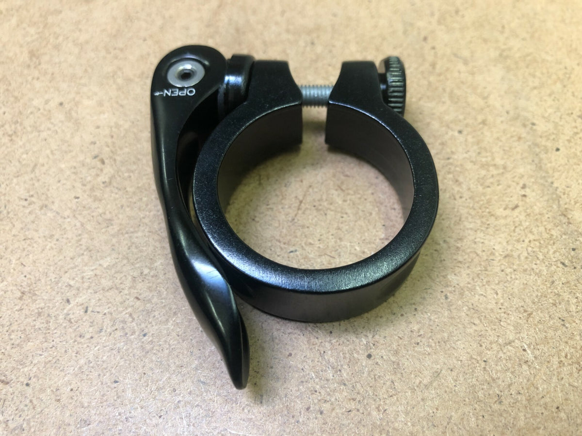 Bicycle Alloy Seat Post Clamp with Quick Release - Multiple Sizes Black