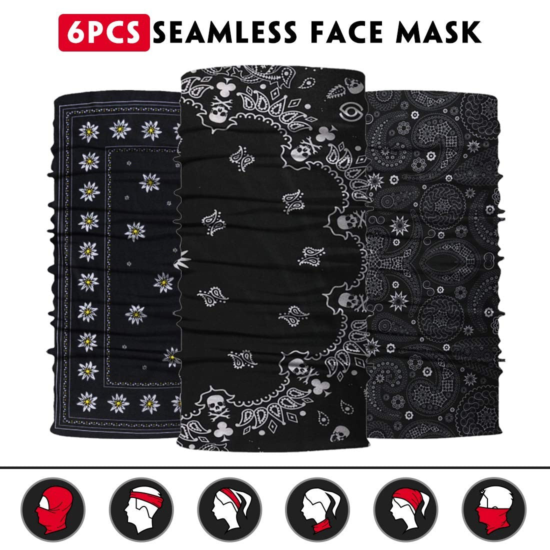 Breathable Neck Gaiter Face Mask - Multi-Use Seamless Bandana & Headwrap