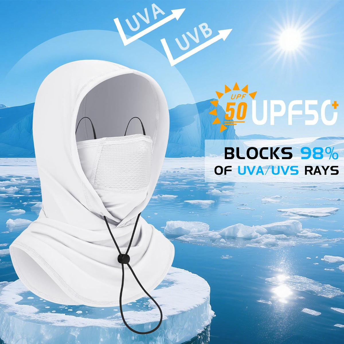 UV Protection Breathable Balaclava Face Mask for Outdoor Sports White