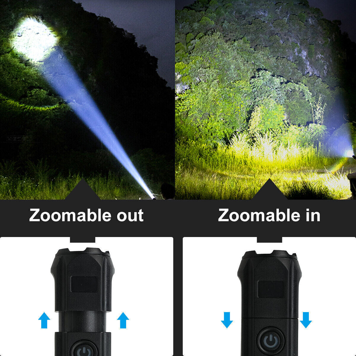 Rechargeable LED Tactical Flashlight Set - Small Super Bright Penlight, 2 Pack