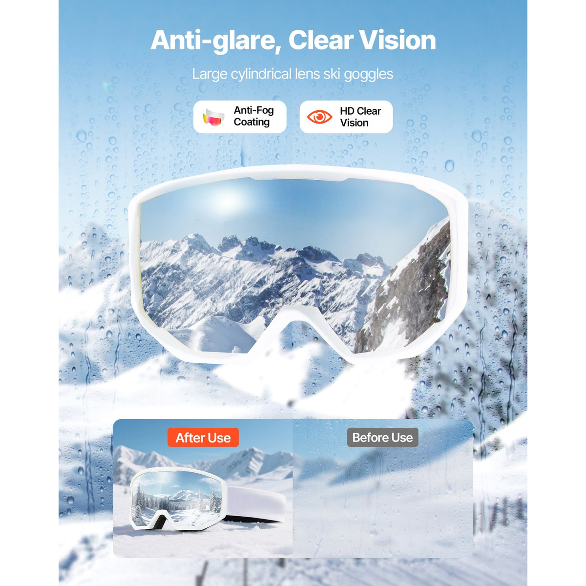 Ski Goggles with Cylindrical Lens & Pink Revo Coating - Snow Sports