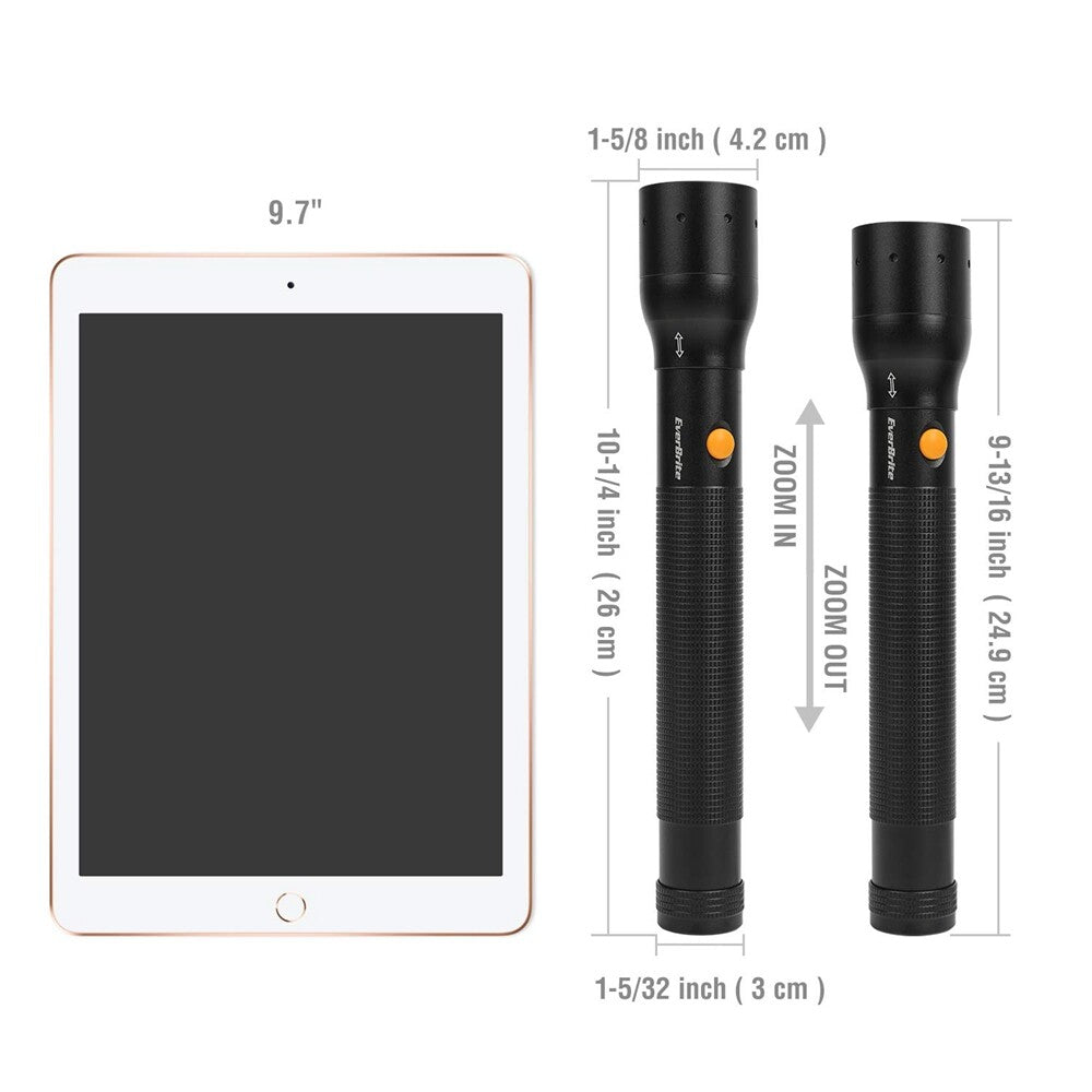 Super Bright LED Tactical Flashlight 900 Lumens with 3 Modes, Focus Zoom, Durable Aluminum Body