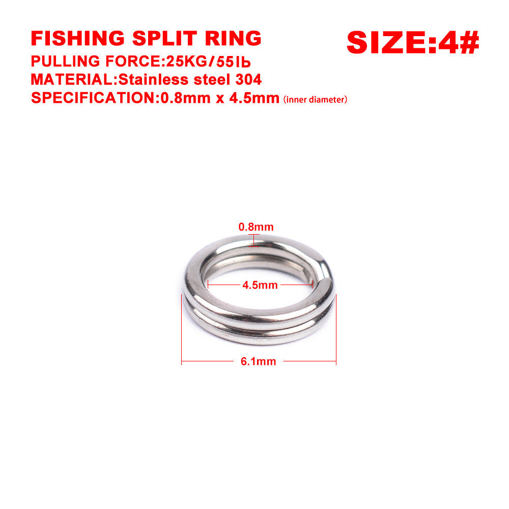 Heavy Duty Stainless Steel Fishing Split Rings 25LB-350LB Saltwater Tackle