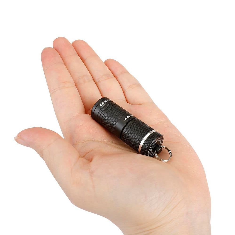 Rechargeable Keychain Flashlight - 75 Lumens Compact Aluminum Black