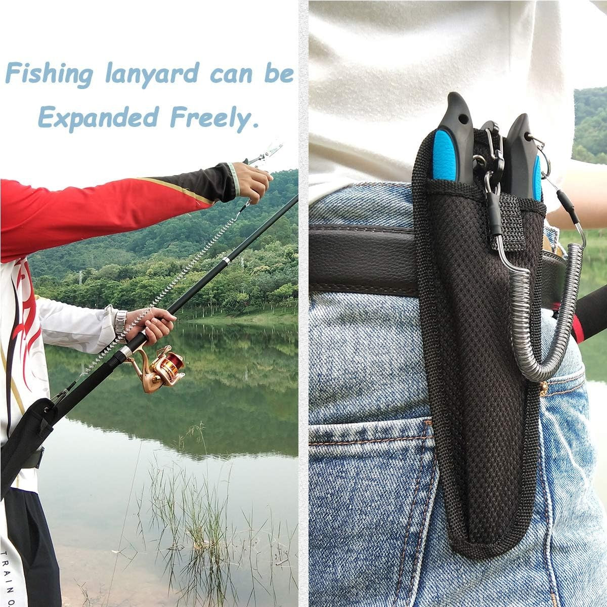 Stainless Steel Long Nose Fishing Pliers Hook Remover with Sheath & Lanyard