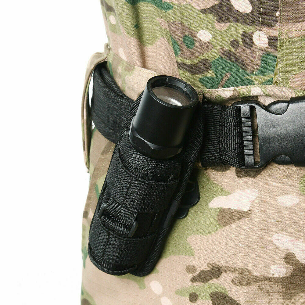 360° Rotatable Tactical LED Flashlight Holster Belt Bag Outdoor Carry Case