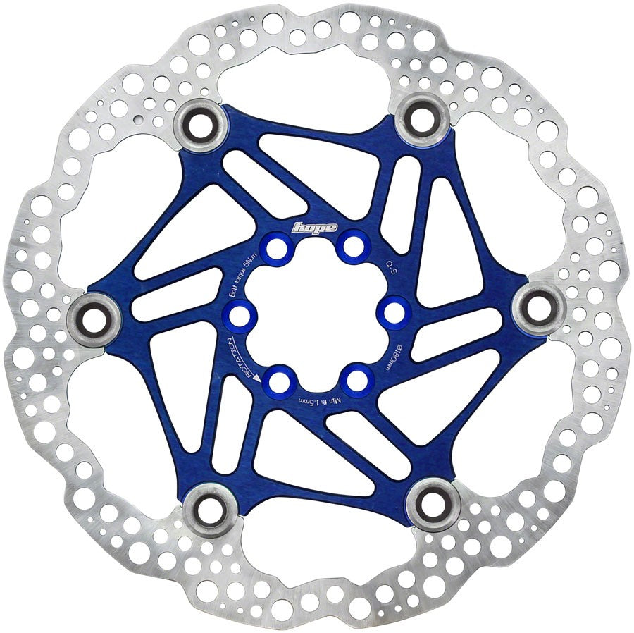 Hope 180mm Blue Floating Disc Brake Rotor - 6-Bolt Bicycle Part