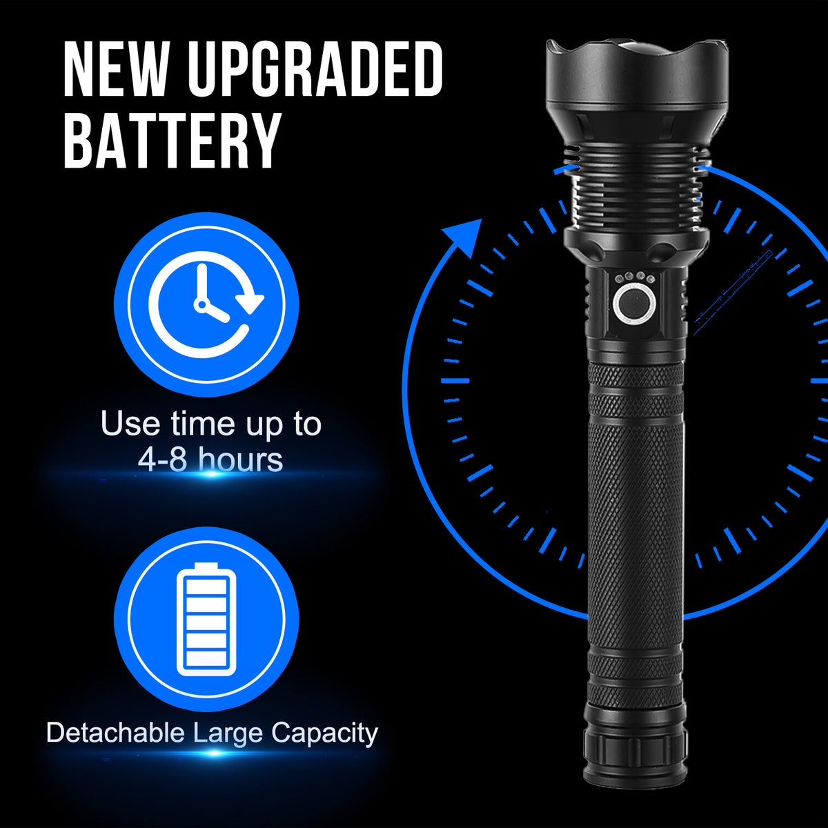 Rechargeable LED Tactical Flashlight 90000 Lumens Waterproof Worklight