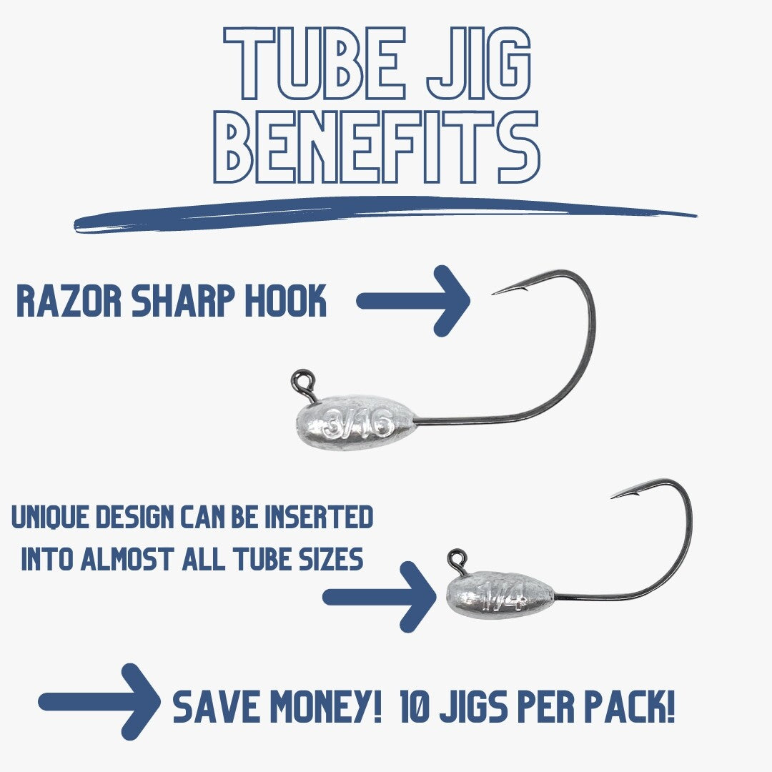 Reaction Tackle Lead Tube Jig Heads 10 Pack Fishing Lures for Bass & Smallmouth