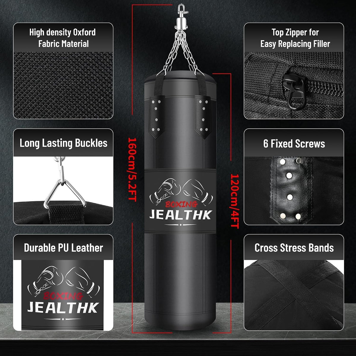 Heavy Punching Bag Set for Adults Unfilled Boxing Training Equipment