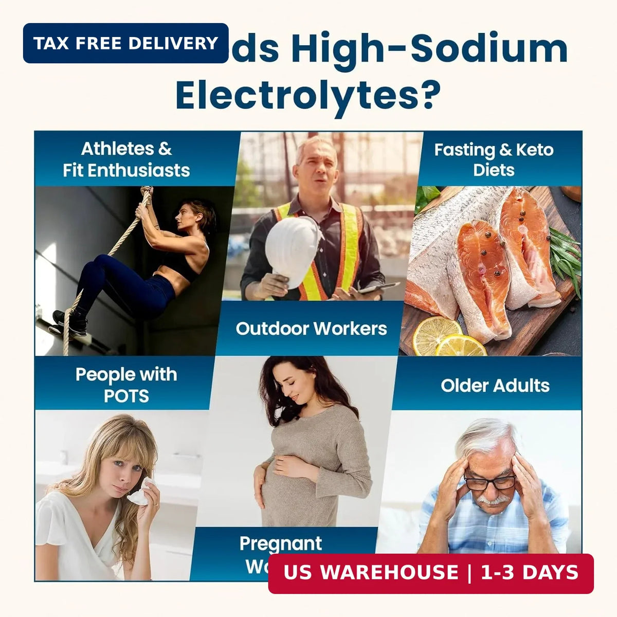 High Sodium Sugar-Free Electrolyte Powder Packets for Hydration - 16 Sticks