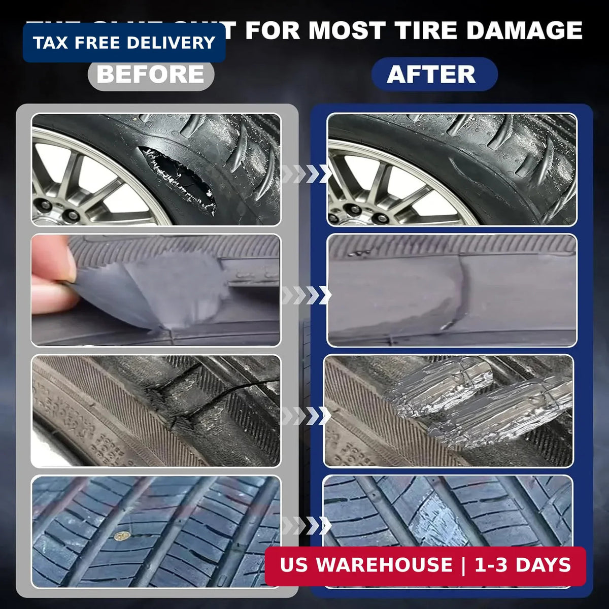 Universal Tire Repair Kit with Rubber Nails, Sealant & Screwdriver for Cars & Motorcycles