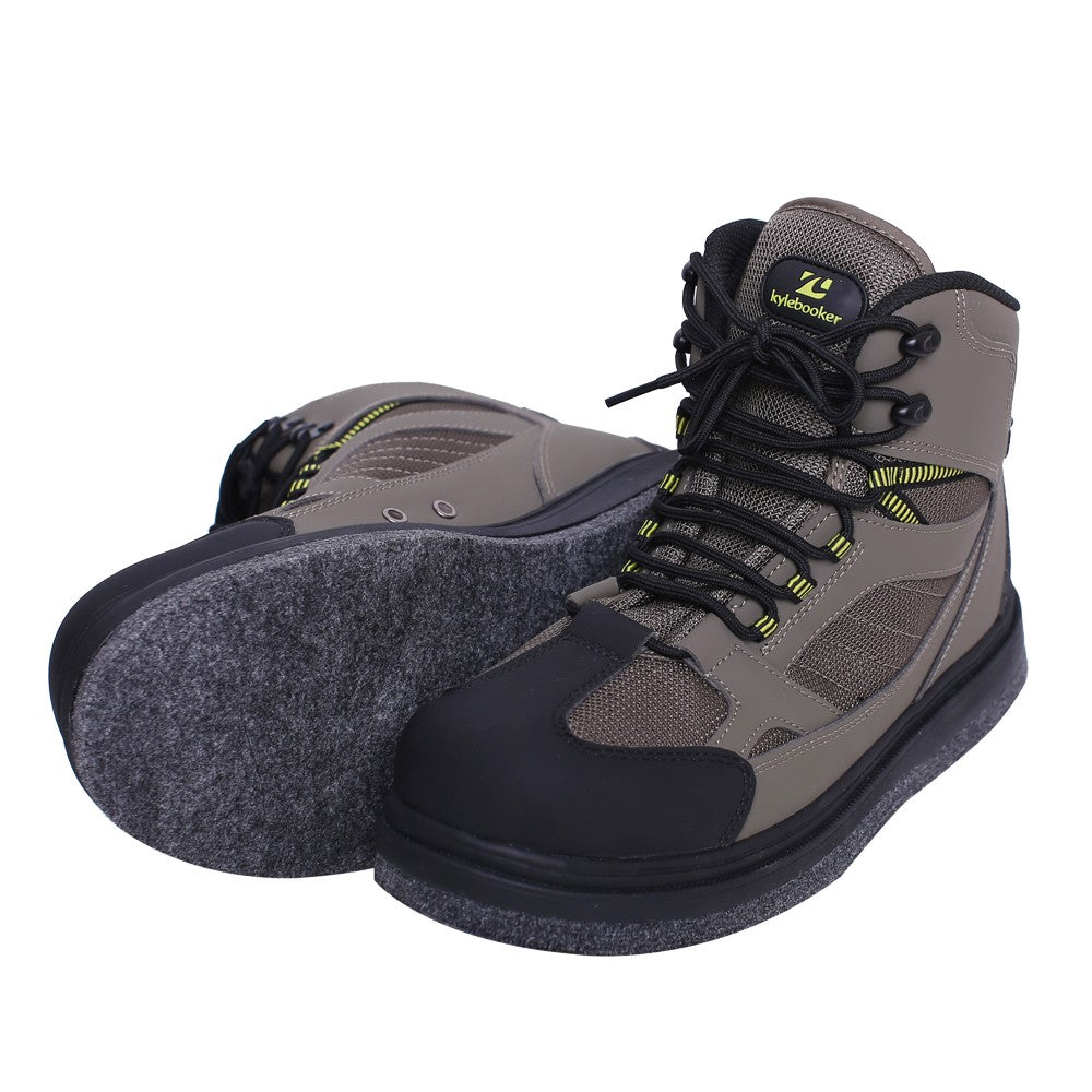 Wading Boots Fishing Shoes with Rubber & Felt Sole for Fly Fishing