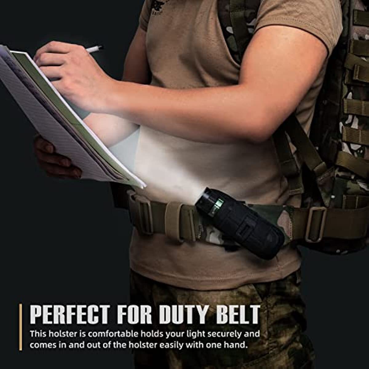 LED Flashlight Holster Belt Case with 360° Rotation for Outdoor Use