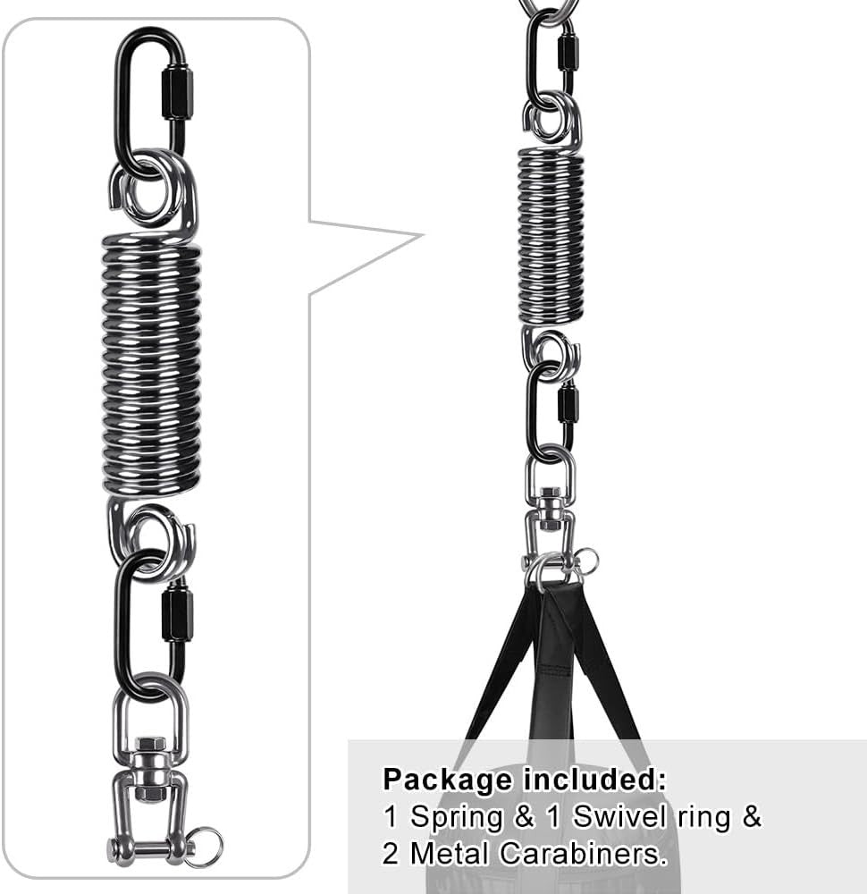 Heavy Duty Boxing Punching Bag Hanger with Swivel & Spring - Indoor Outdoor Use
