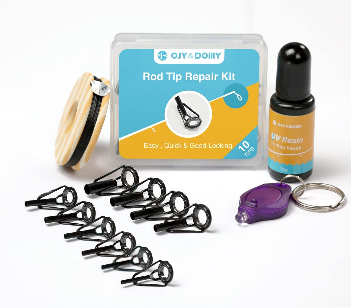 Fishing Rod Tip Repair Kit with Glue - Complete Replacement Supplies for Saltwater & Freshwater Rods