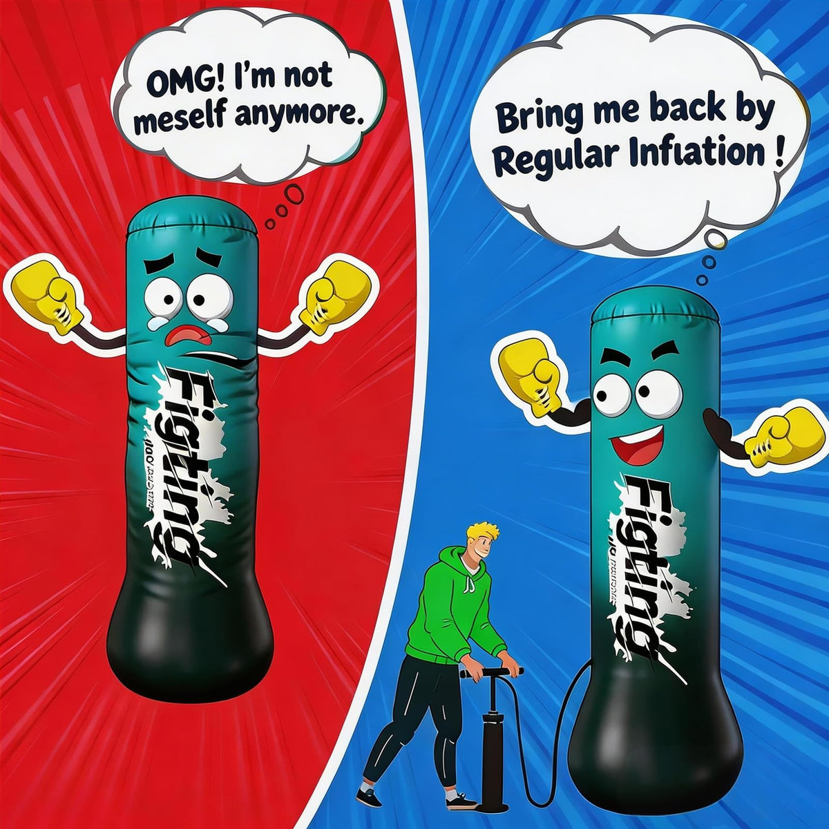 48 Inch Freestanding Inflatable Punching Bag for Kids & Adults Boxing Training