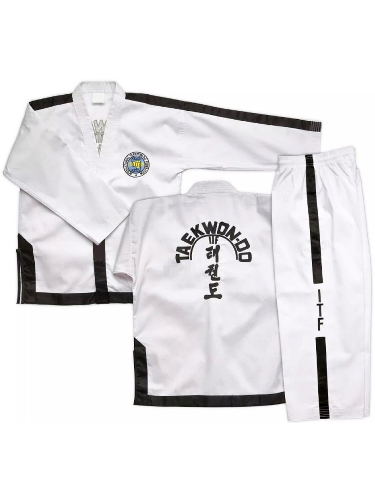 Elite Taekwondo Uniform Gi with Black Stripes - Traditional Martial Arts Gear