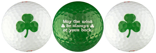 Irish Shamrock Golf Ball Gift Set - 3 High-Quality Recreational Balls