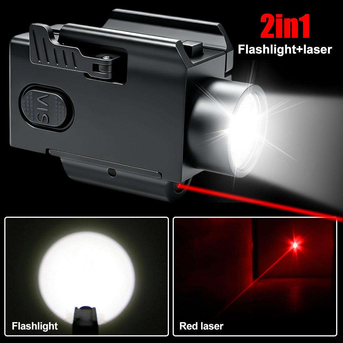 2000 Lumens LED Flashlight & Red Combo for G17 G19 with USB Charging